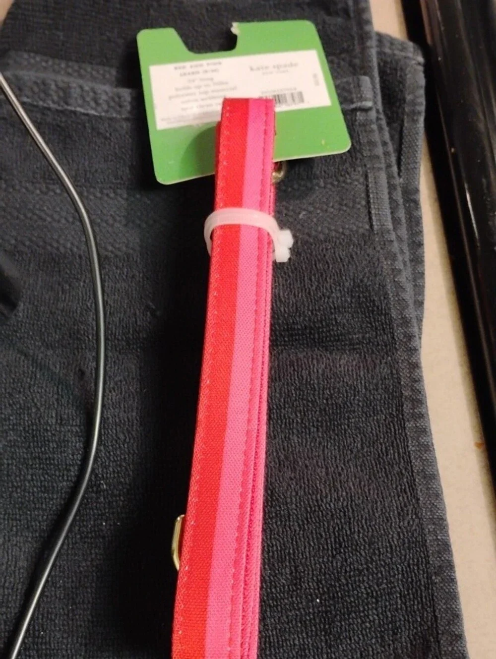 kate spade pink and coral striped wristlet strap with gold hardware